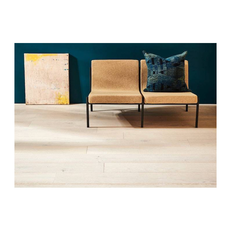 Parquet Parquet contrecollé Chêne Sauvage - 15 x 220 mm - huilé blanc - traces de scie - loft