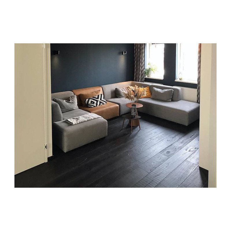 Parquet Parquet contrecollé Chêne Rustique/Campagne - 15 x 220 mm - huilé Noir - loft