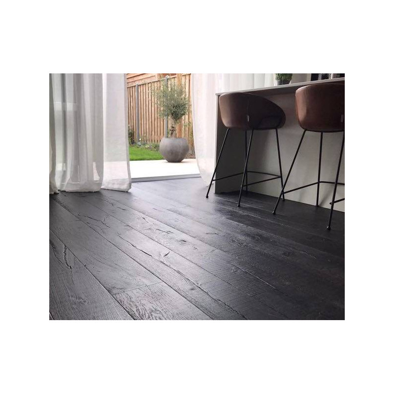 Parquet Parquet contrecollé Chêne Rustique/Campagne - 15 x 220 mm - huilé Noir - loft