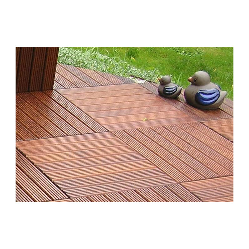 Parquet Dalle caillebotis en bois exotique Massaranduba - 1000 x 1000 x 38 mm
