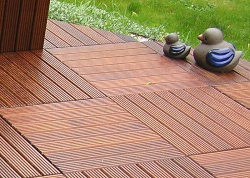 Dalle caillebotis en bois exotique Massaranduba - 38 x 1000 x 1000 mm - PROMO