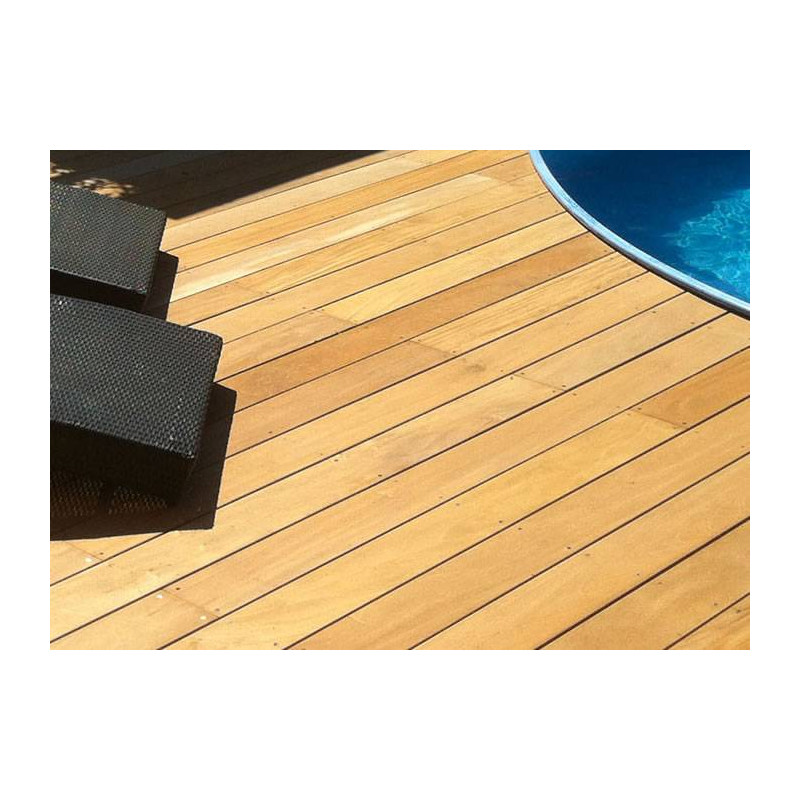 Parquet Lames de terrasse Garapa - 21 x 145 x 2750 mm - 2 faces lisses