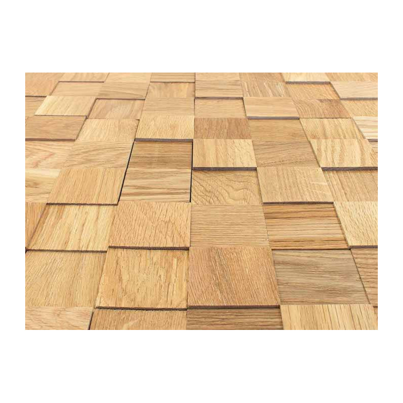 Parquet Panneau mural 3D - Chêne Premier massif huilé - 50 x 50 mm