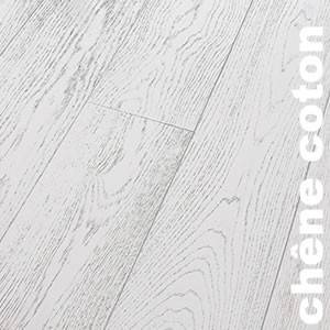 Parquet contrecollé en chêne peint - 14 x 180 mm - brossé - blanc