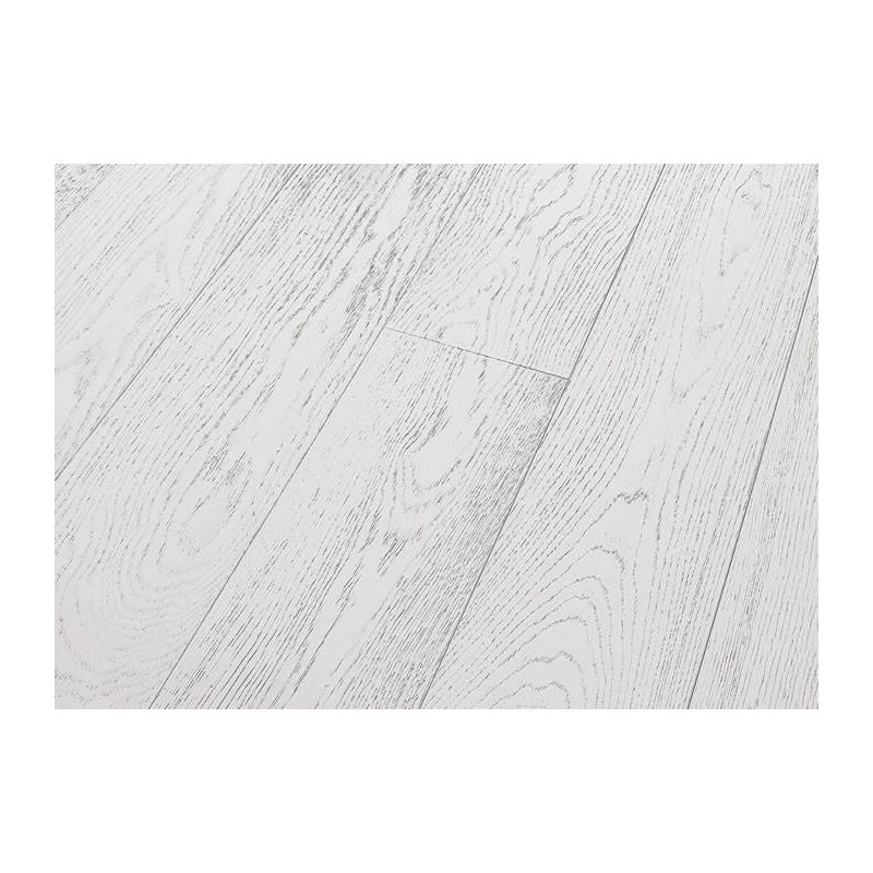 Parquet Parquet contrecollé en chêne peint - 14 x 180 mm - brossé - blanc