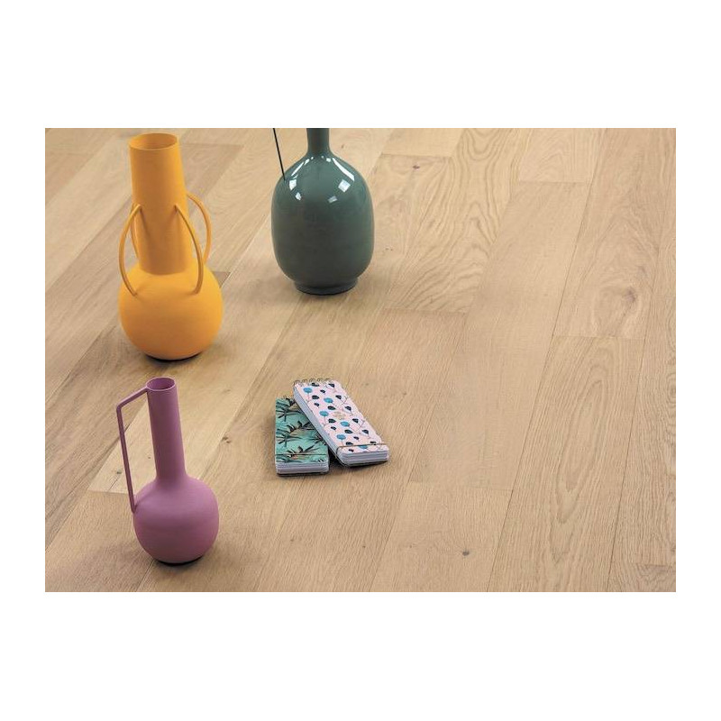 Parquet Parquet contrecollé Chêne Premier/Rustique - 14 x 150 x 1900 mm - verni incolore - brossé - PROMO