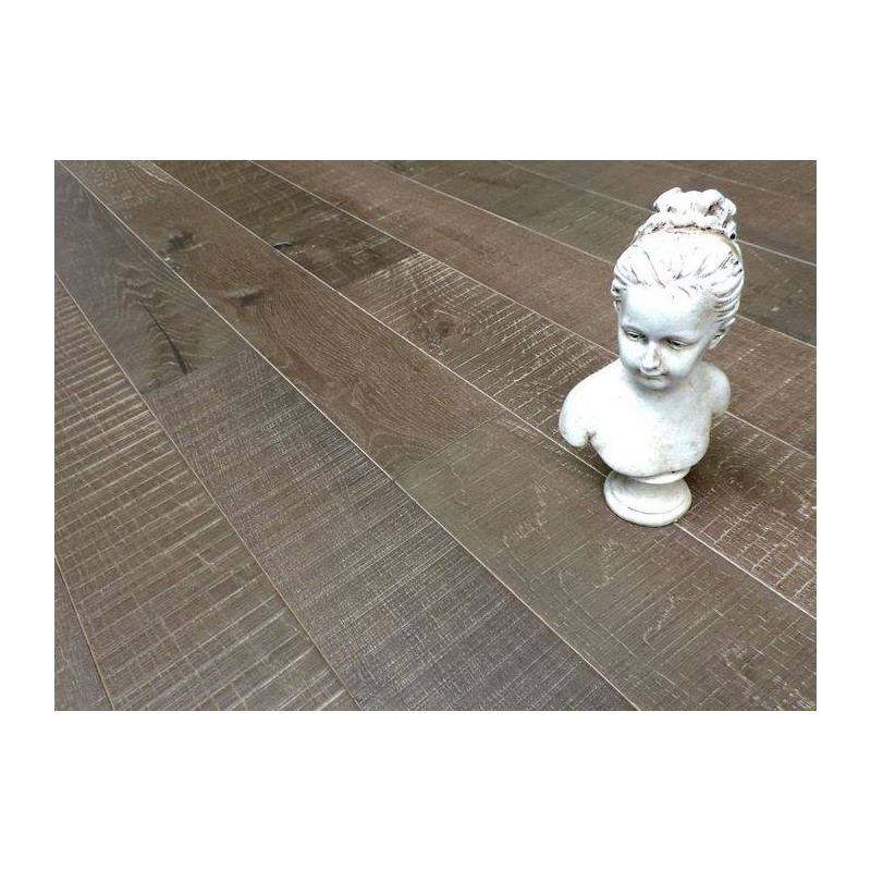 Parquet Parquet contrecollé Chêne Rustique - 14 x 125 mm - scié - brossé - verni mat