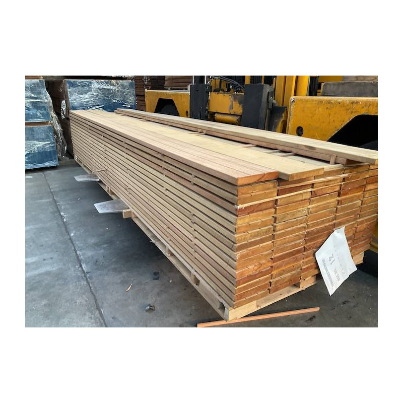 Parquet Lames de terrasse Bangkirai - 28 x 190 mm - 1 face lisse / 1 face rainurée - séchage AD