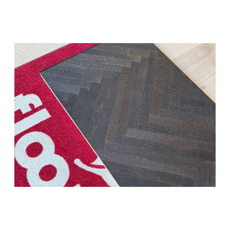Parquet Parquet contrecollé Chêne Rustique Bâton Rompu - 19 x 60 x 500 mm - huilé noir - traces de scie