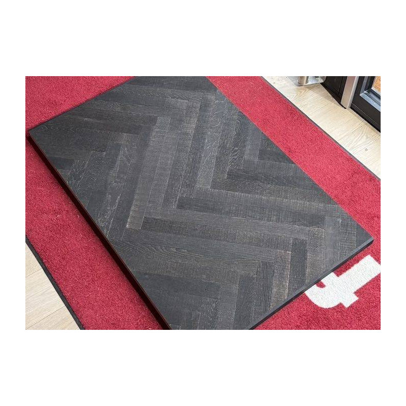 Parquet Parquet contrecollé Chêne Rustique - 16 x 180 mm - huilé noir - traces de scie