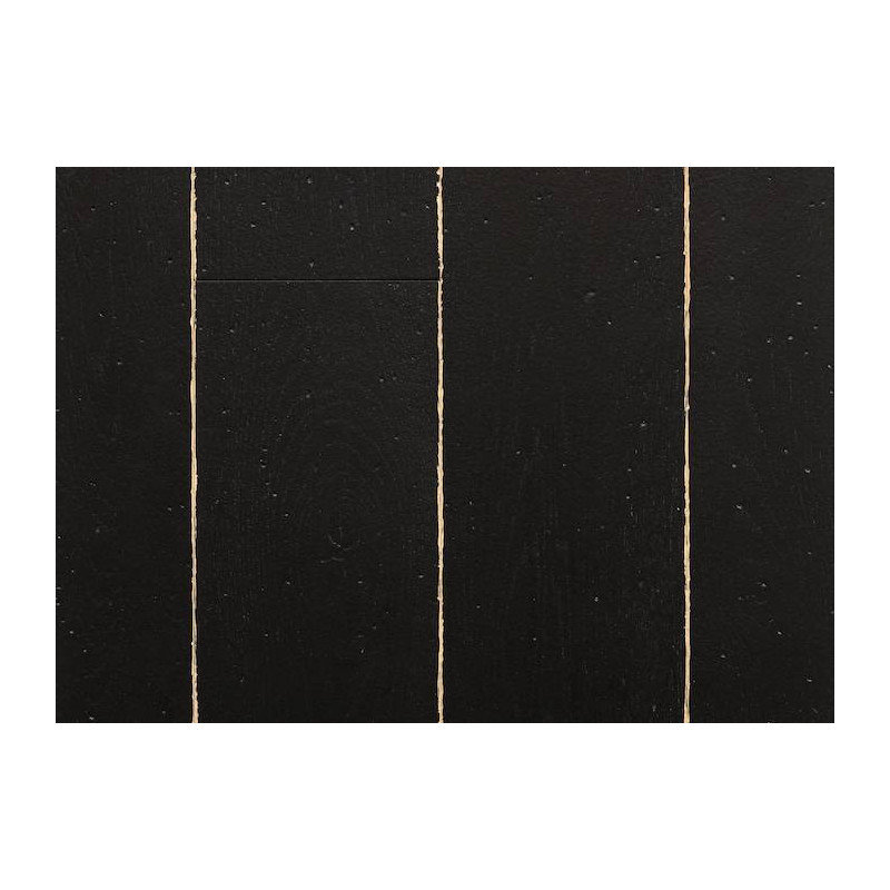 Parquet Parquet contrecollé en chêne peint - 14 x 150 mm - brossé - vieilli - noir