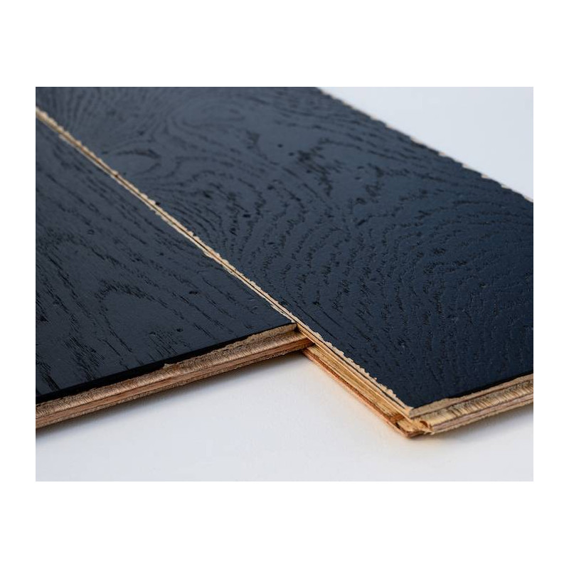 Parquet Parquet contrecollé en chêne peint - 14 x 150 mm - brossé - vieilli - noir