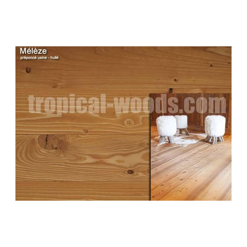Parquet Parquet contrecollé Mélèze Bâton Rompu - 15 x 135 x 900 mm - verni ou huilé