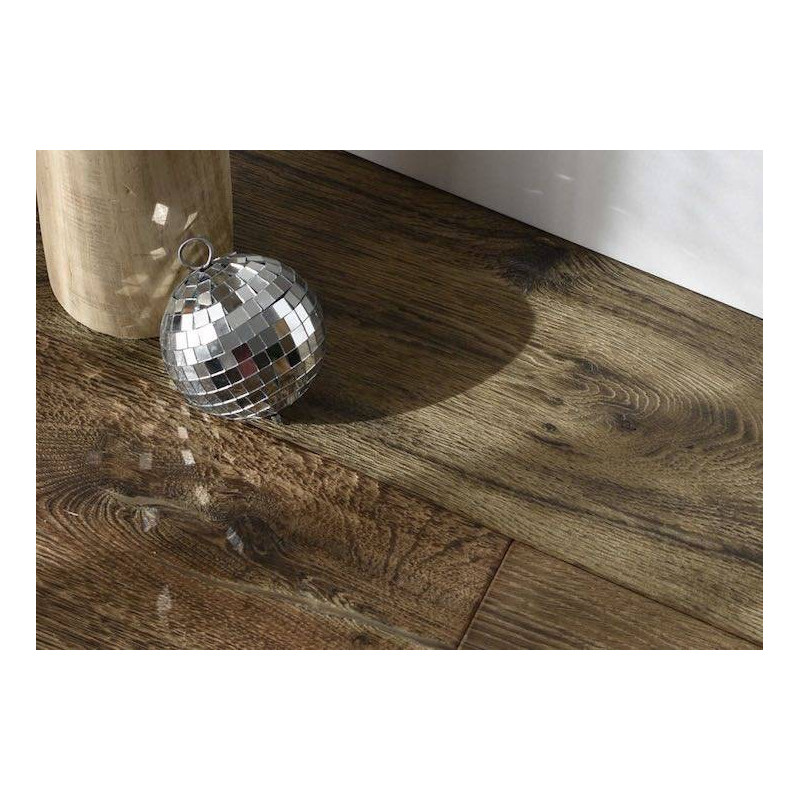 Parquet Parquet contrecollé Chêne Rustique - 15 x 220 mm - huilé anthracite - brossé - Chambord