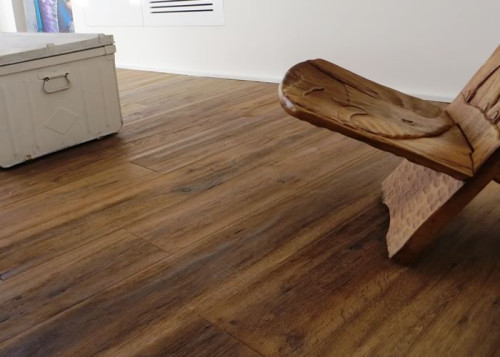 Parquet contrecollé Chêne Cortina - 14 x 165 mm - aspect fumé - verni