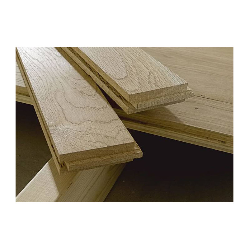Parquet Parquet massif Chêne Campagne - 21 x 140 mm - brut - double face - pour mezzanine