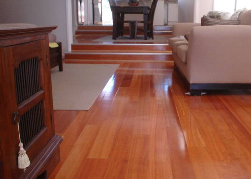 Parquet contrecollé Kempas - 13 x 135 mm - verni - colis de 1,296m2