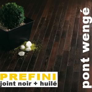 Parquet Pont de Bateau contrecollé Wengé préfini - 9 x 86 mm - brut - jointé - PAS CHER