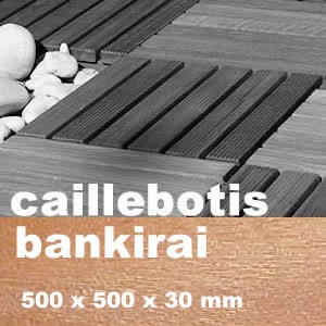 Dalle caillebotis Bangkirai - 38 x 1000 x 1000 mm - 14 lames striées 2V