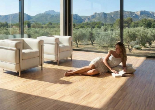 Parquet industriel Erable US - 8 x 10 x 160 mm - motif sur chants