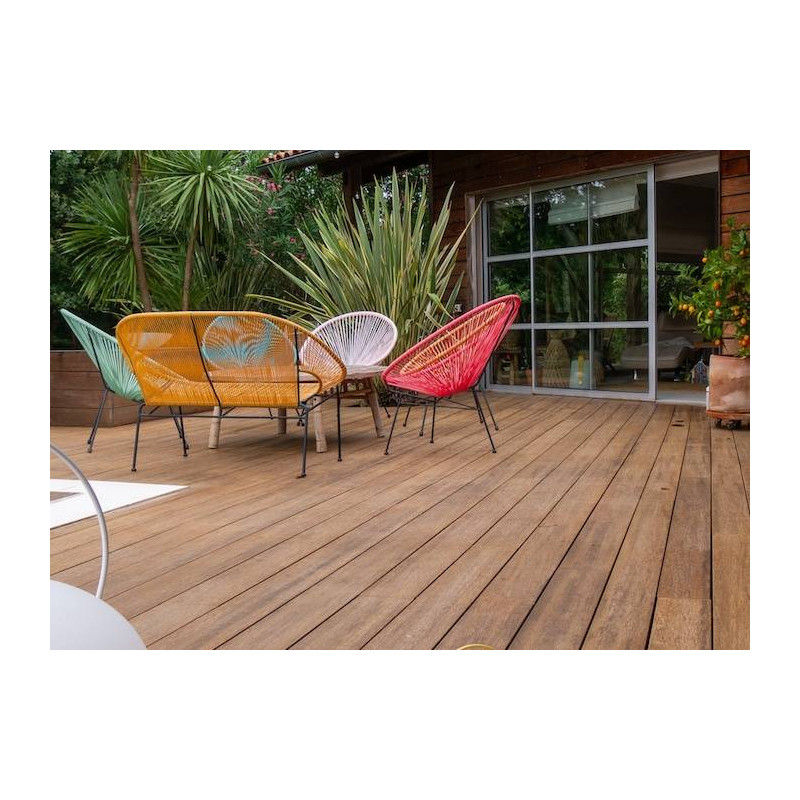 Parquet Lames de terrasse Bambou - 30 x 137 x 1850 mm - 1 rainure anti-dérapante
