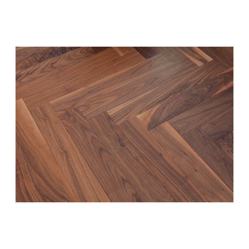 Parquet contrecollé Noyer Américain Nature Bâton Rompu - 12 x 90 x 600 mm - verni ou huilé