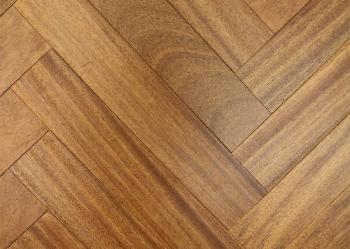 Parquet contrecollé Iroko Campagne Bâton Rompu - 12 x 90 mm - brut - PROMO