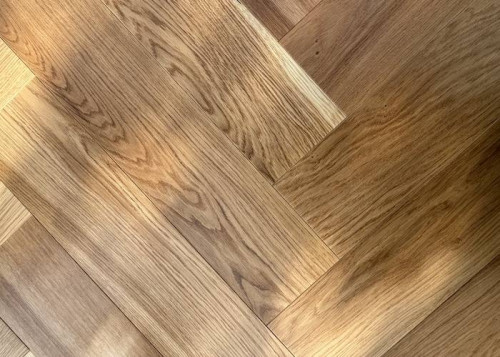 Parquet contrecollé Chêne Nature Bâton Rompu - 11 x 100 x 500 mm - verni ou huilé