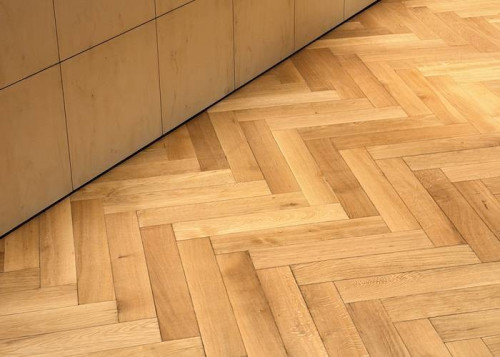Parquet contrecollé Chêne Rustique Bâton rompu - 13 x 90 x 600 mm - verni