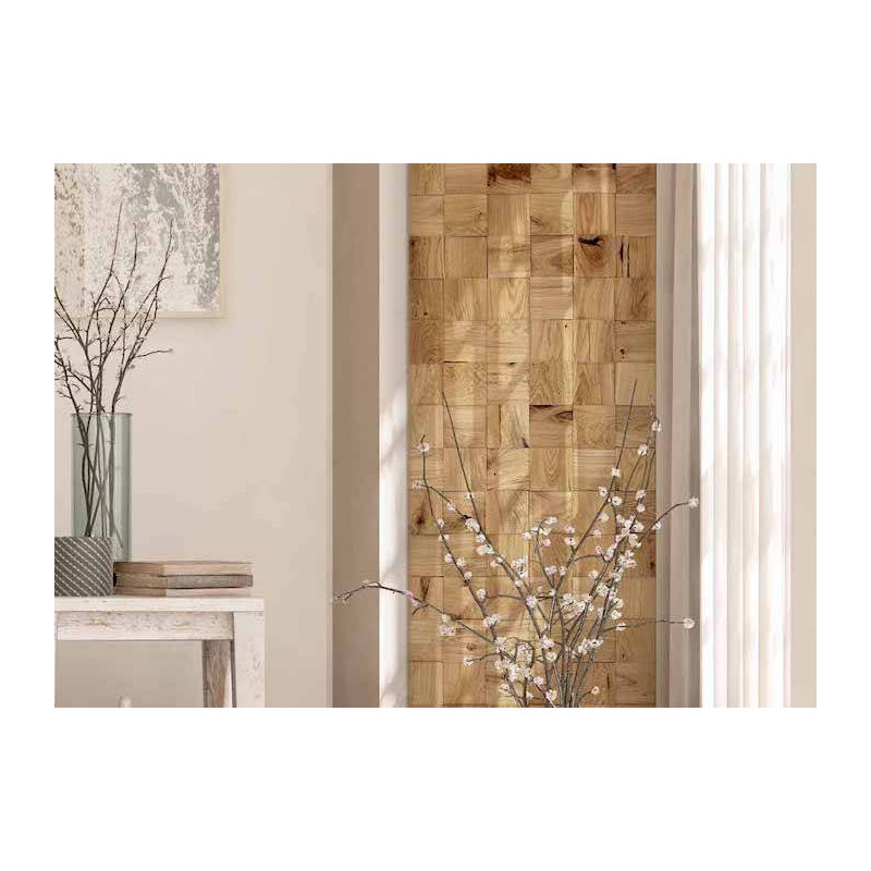 Parquet Panneau mural 3D - Chêne Rustique massif huilé - 100 x 100 mm
