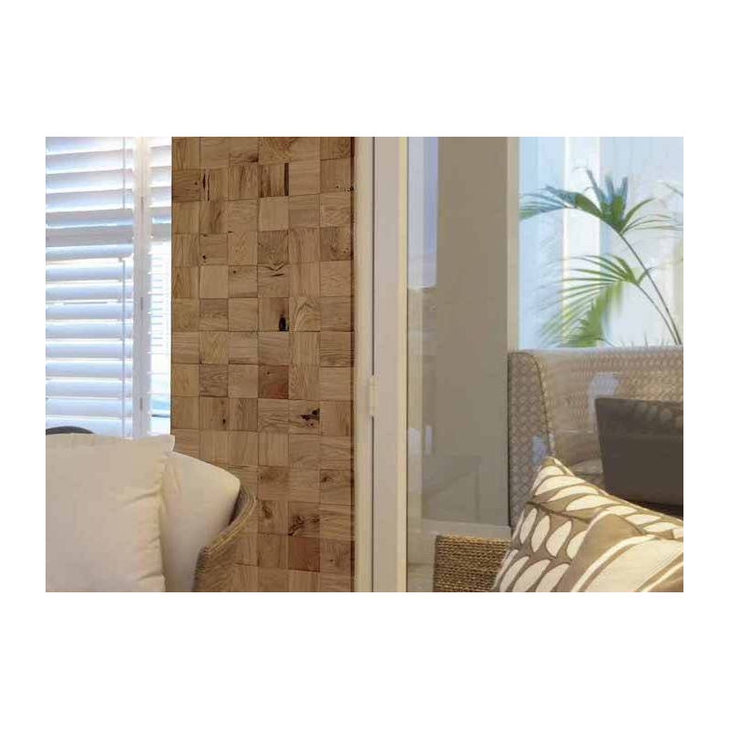 Parquet Panneau mural 3D - Chêne Rustique massif huilé - 100 x 100 mm