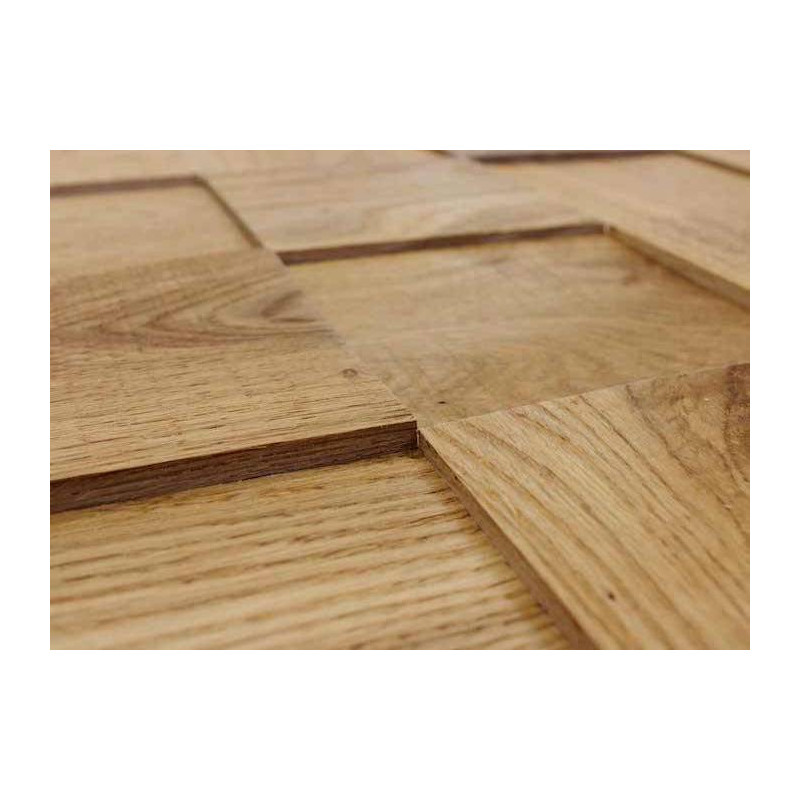 Parquet Panneau mural 3D - Chêne Rustique massif huilé - 100 x 100 mm