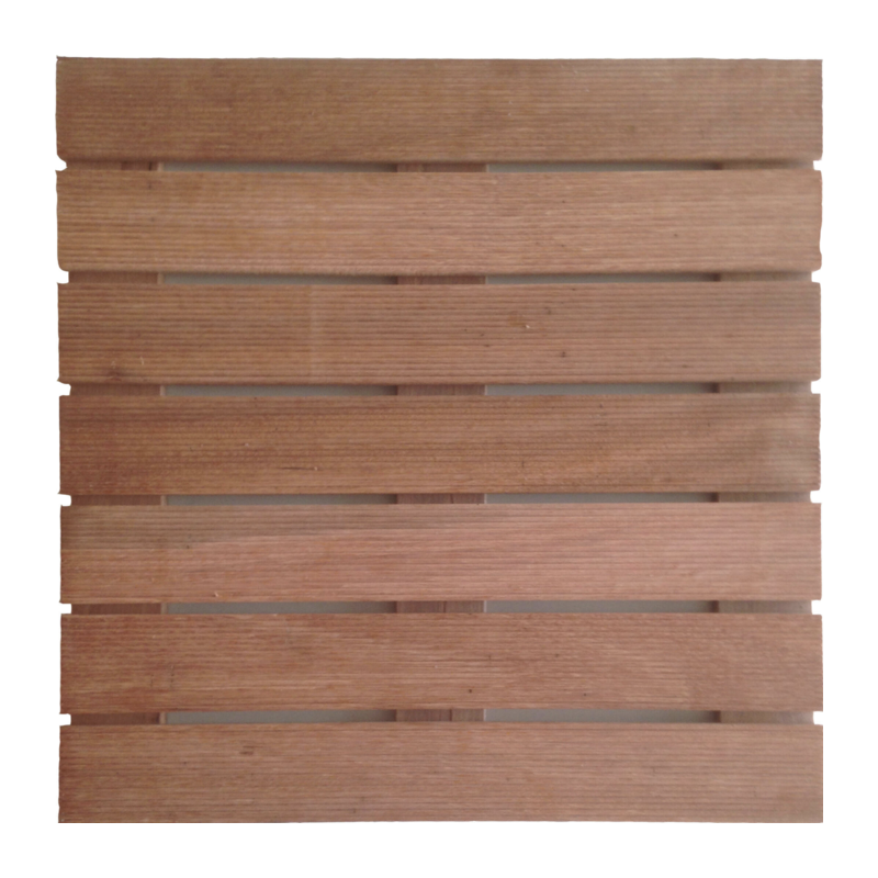 Parquet Dalle caillebotis Bangkirai - 500 x 500 x 38 mm - 7 lames striées - lot de 136 dalles