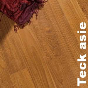 Parquet contrecollé Teck - 10 x 70 x 500/600 mm - brossé - verni