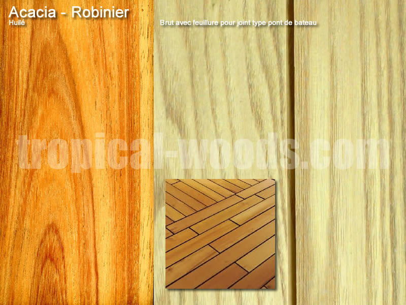 Parquet Parquet contrecollé Acacia Robinier - 16 x 90 mm  - brut
