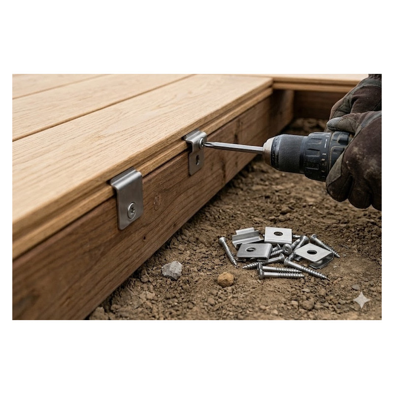 Clips et vis pour lames de terrasse