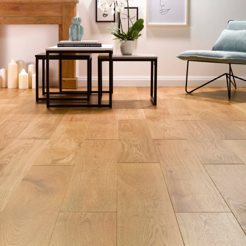 Parquet contrecollé Chêne Rustique - 11 x 140 x 1190 mm - verni mat