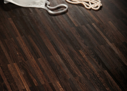 Parquet industriel Chêne Standard fumé - 10 x 08 x 160 mm - motif sur chants - Paris