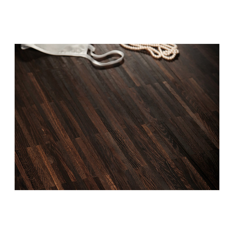 Parquet industriel Chêne Standard fumé - 16 x 08 x 160 mm - motif sur chants - Paris