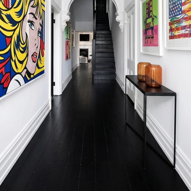 Parquet contrecollé Chêne peint noir brossé vieilli | Floorz™