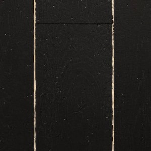 Parquet contrecollé en chêne peint - 14 x 150 mm - brossé - vieilli - noir