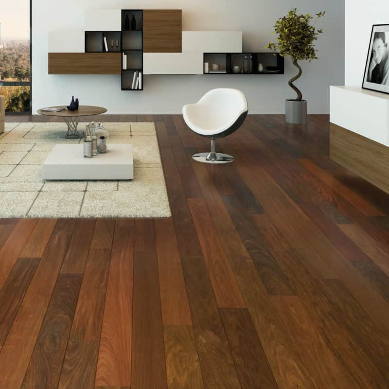 Ipé massif 14 x 90 mm verni satiné - dès 107 €/m² HT - en stock maintenant | Floorz™
