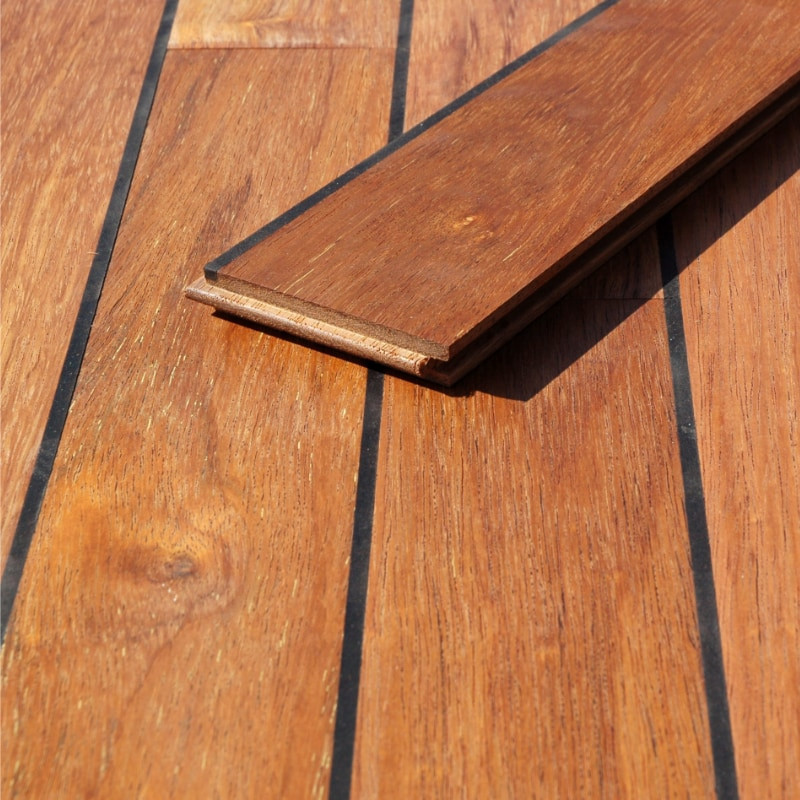 Parquet massif salle de bain en Merbau  joint intégré - Tropical Woods