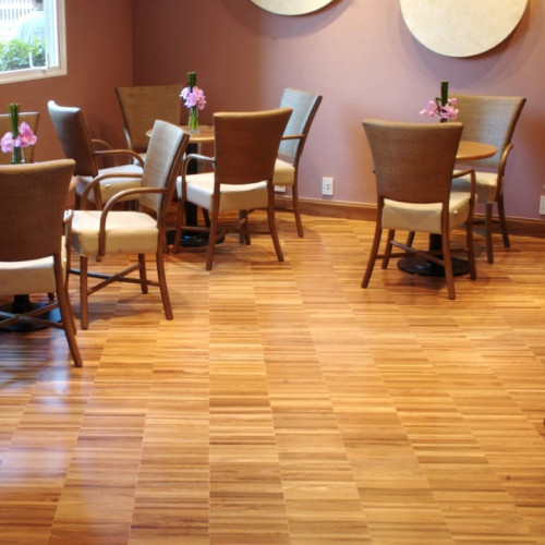 Parquet industriel Cumaru - 14 x 14 x 250 mm - motif sur chants