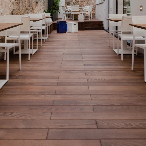 Lames de terrasse Frêne - 20 x 100 mm - thermotraité - faces lisses