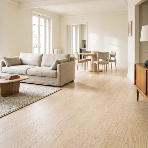 Parquet contrecollé Frêne Premier - 20 x 120 mm - verni