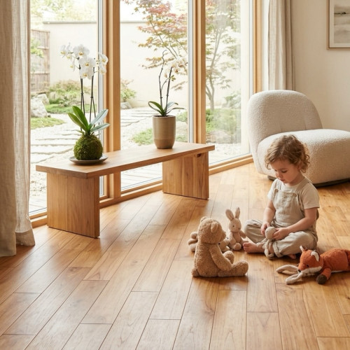 Parquet massif Teck - 15 x 90 mm - brut - Bali