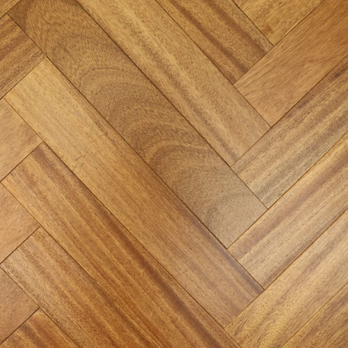 Parquet contrecollé Iroko Bâton Rompu - 13 x 90 x 600 mm - verni ou huilé