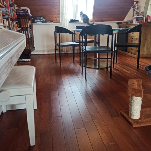 Parquet massif Merbau - 09 x 90 mm verni - Selestat