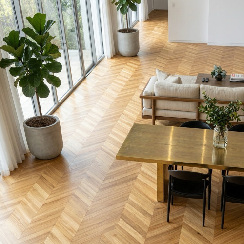 Parquet contrecollé Acacia Robinier Point Hongrie - 16 x 90 x 500 mm - huilé